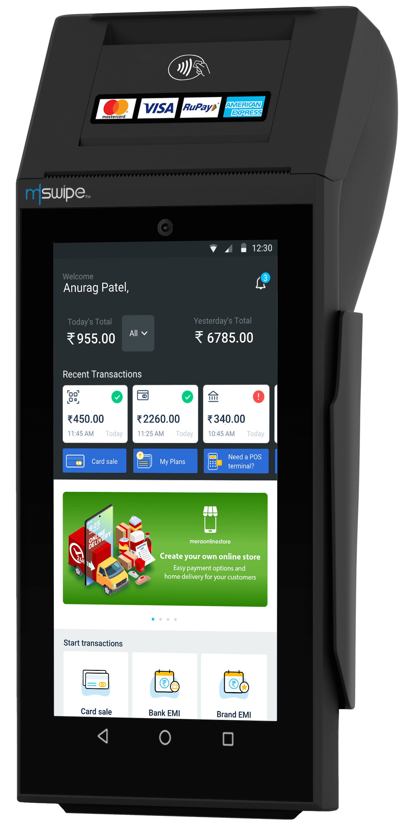 Mswipe swipe machine price - Wisepos Plus - POS Smart terminal